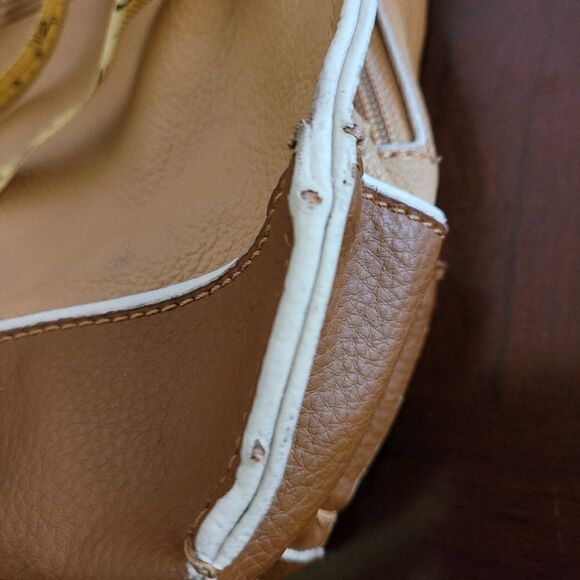 Tignanello Vegan Faux Leather Neutral Color Blocked Zip Crossbody Bag Medium - Picture 12 of 12